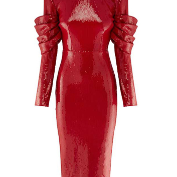 Красное платье с пайетками Herve Leger 15342