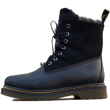 Черные зимние кожаные ботинки на меху Dr. Martens 9127