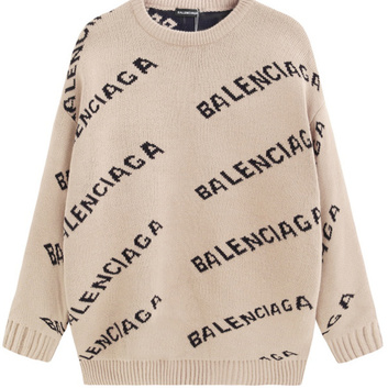Бежевый свитер с брендовым принтом Balenciaga 9154