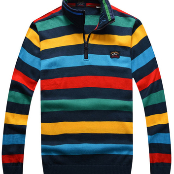 Пуловер мужской на молнии в цветную полоску Paul Shark 7713-2