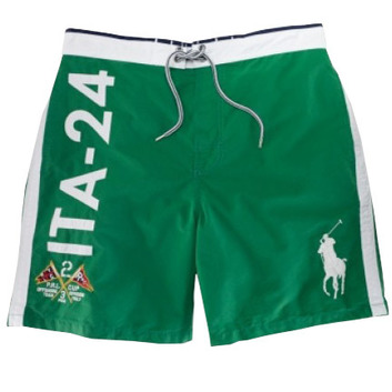 Спортивные зеленые шорты с надписью ITA-24 2539-1