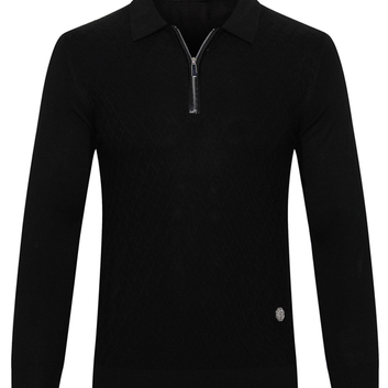 Черный свитер поло с длинным рукавом Stefano Ricci 8884-1