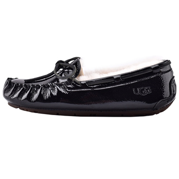 Черные лаковые мокасины на овчине UGG 9217