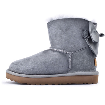 Серые угги с атласным бантом UGG 9227