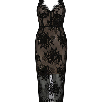 Черное кружевное платье Herve Leger 15491