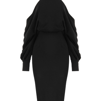 Эффектное черное платье с открытой спиной 15526