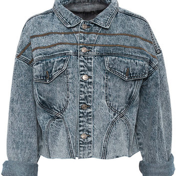 Голубая джинсовая куртка со спущенным плечом 15611