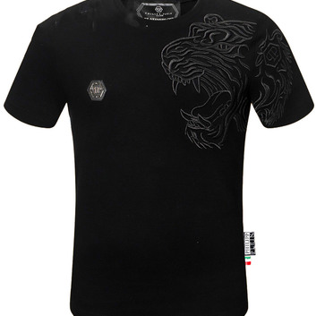 Черная футболка с вышивкой “Голова тигра” Philipp Plein 9500