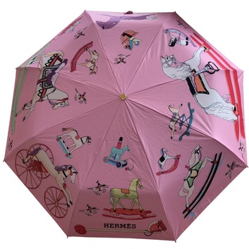 Складной розовый зонт Hermes 15710