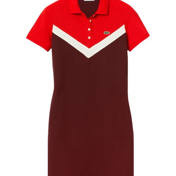 Бордовое платье-поло с полоской Lacoste 15739