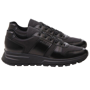 Черные кожаные кроссовки повседневные Prada 9683