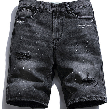 Темно-серые джинсовые шорты с дырами OFF-White 9667