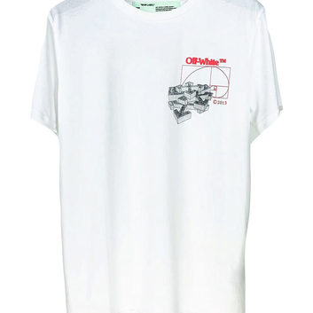 Брендовая белая футболка OFF-White 9752