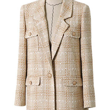 Твидовый пиджак бежевого цвета 15623