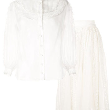 Льняной женский белый костюм Zimmermann 15588-1