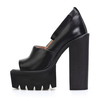 Черные женские туфли на тракторной подошве Jeffrey Campbell 3910-1