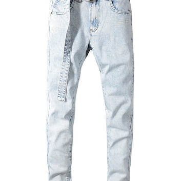 Мужские зауженные джинсы с поясом OFF-White 8479-1