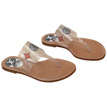 Кожаные шлепки с прозрачным верхом LV 15813