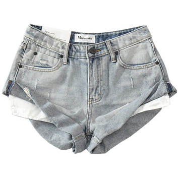 Короткие серые джинсовые шорты 14636-1
