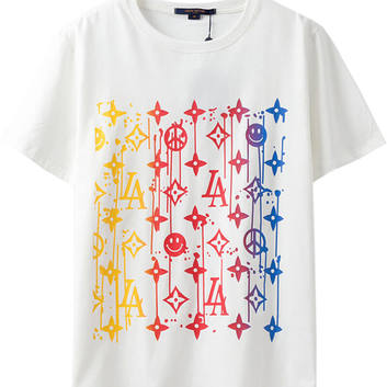 Креативная белая футболка “Хиппи” Louis Vuitton 9495-1