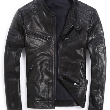 Кожаная черная куртка 14995-1