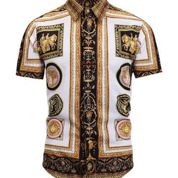 Мужская рубашка с узорами Versace 15877
