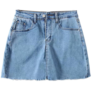 Джинсовая мини юбка-шорты базового цвета 15919