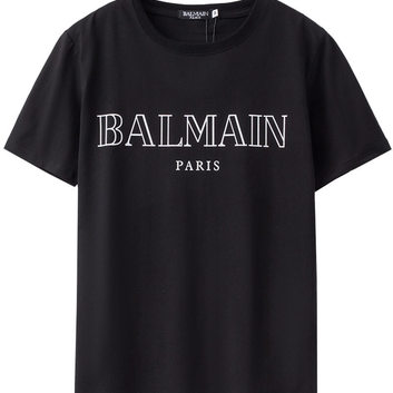 Женская черная хлопковая футболка Balmain 9494-1