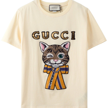 Хлопковая футболка с пайетками “Милый котик” 18059