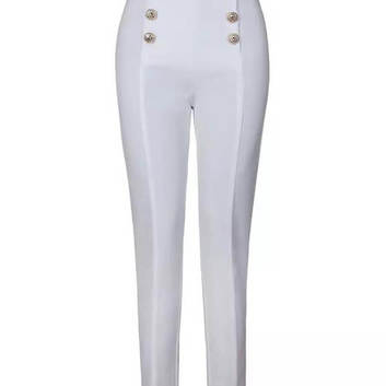 Белые брюки Balmain на высокой талии 12253-2