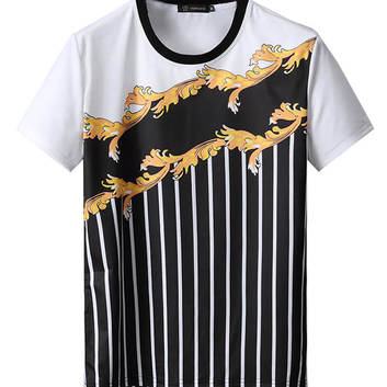 Мужская футболка Versace в черно-белую полоску 7650-1