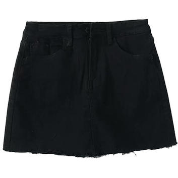 Джинсовая черная мини юбка-шорты базового цвета 15919-1