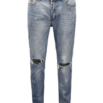 Голубые джинсы с порванными коленями 18088