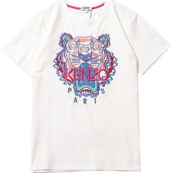 Свободная женская футболка белого цвета Kenzo 15935