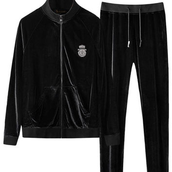 Черный велюровый спортивный костюм Billionaire 9497-2