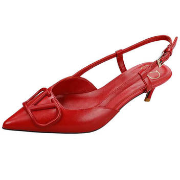 Открытые красные туфельки на каблуке 15836-1