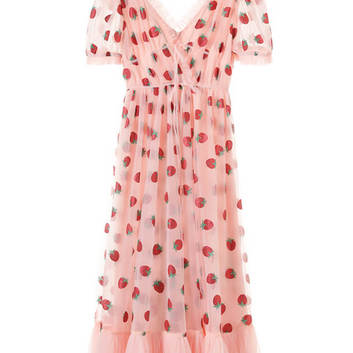 Розовое платье с клубничками 15973