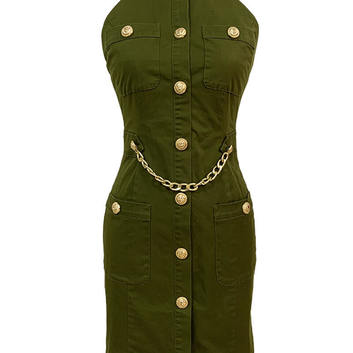 Зеленое платье с открытой спиной 15974