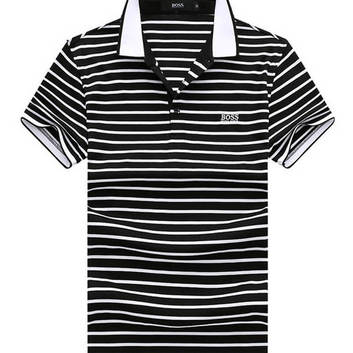Полосатая черная футболка-поло Hugo Boss 9827-1