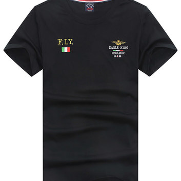 Однотонная черная хлопковая футболка Paul&Shark 9572-1