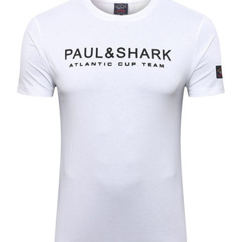 Мужская белая футболка из хлопка Paul&Shark 9818-1