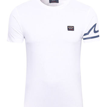 Белая футболка с полосками на рукаве Paul&Shark 9781-1