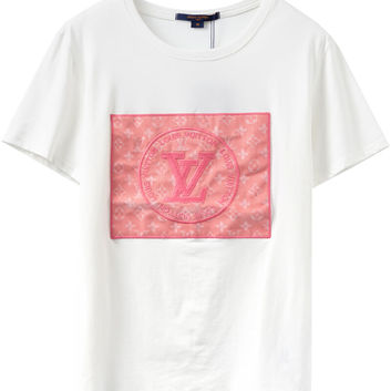 Белая футболка с аппликацией Louis Vuitton 9726-1
