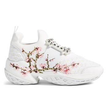 Белые женские кроссовки “Сакура” Roger Vivier 15808-1
