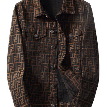 Джинсовая куртка с принтом Fendi 20128