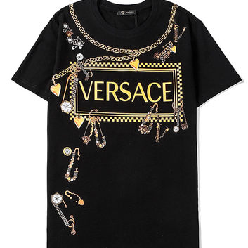 Мужская стильная футболка с декором Versace 20166