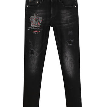 Черные мужские джинсы с эффектной нашивкой Dolce & Gabbana 20275