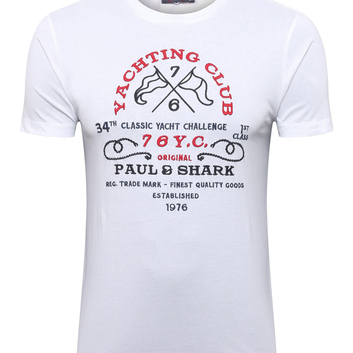 Белая футболка с вышивкой Paul&Shark 9819-1