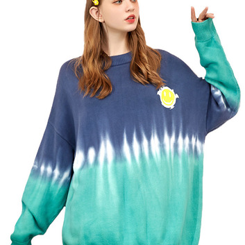 Двухцветный свитер тай-дай оверсайз с рисунком 20334