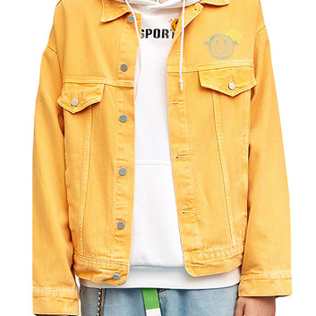 Яркая джинсовая куртка желтого цвета 20323